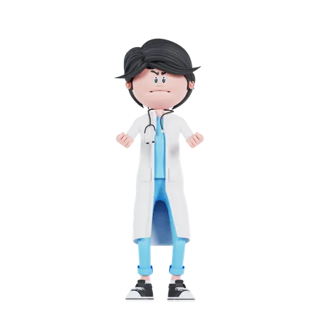 Doctor 3 D Pose Muy Enojada 3D Illustration