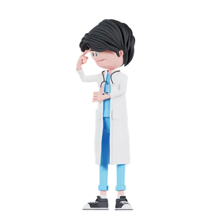 El doctor está pensando en la pose.  3D Illustration