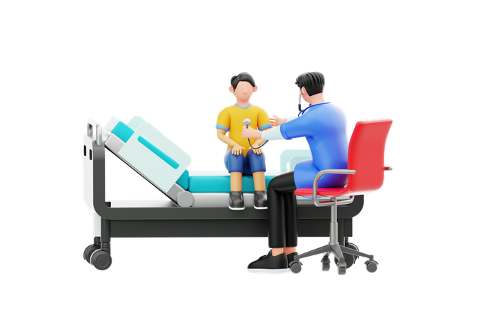 Doctor examining a child  3D Illustration