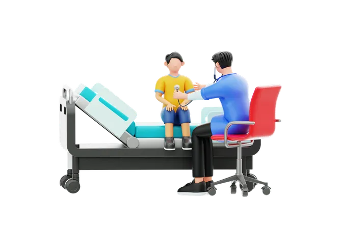 Doctor examining a child  3D Illustration