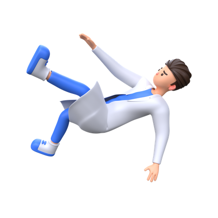 Doctor falling down  3D Illustration