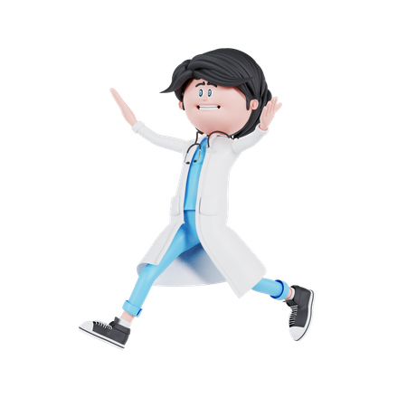 Doctor feliz corriendo  3D Illustration