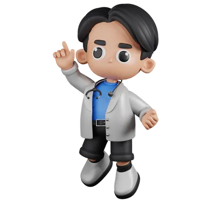 Doctor feliz en pose de salto  3D Illustration