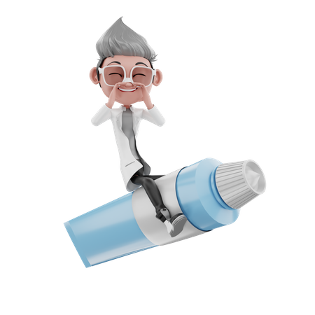 Doctor feliz en tubo de pasta de dientes  3D Illustration