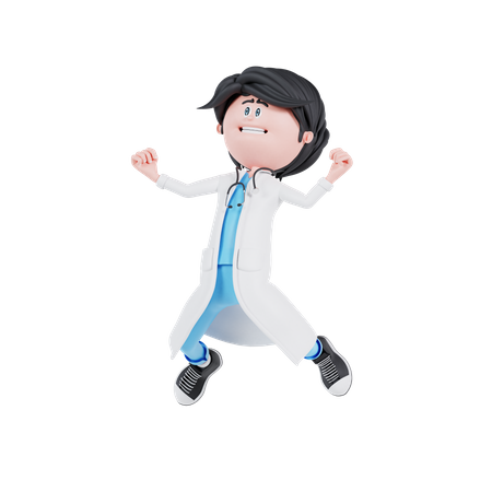 Doctor feliz saltando  3D Illustration