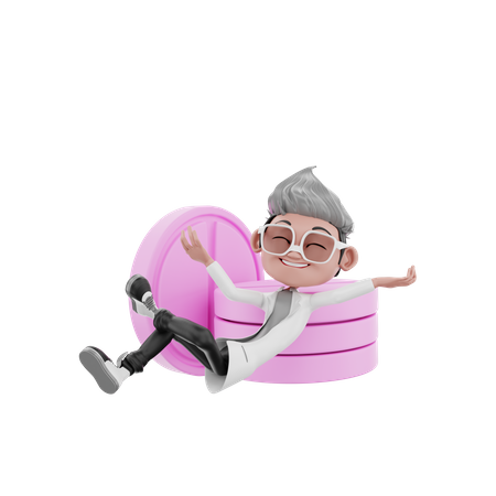 Doctor feliz descansando sobre la medicina  3D Illustration