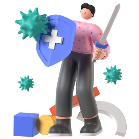 Doctor fights against Bacteria  3D Icon