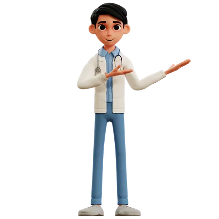 Doctor Gesturing Presentation  3D Illustration