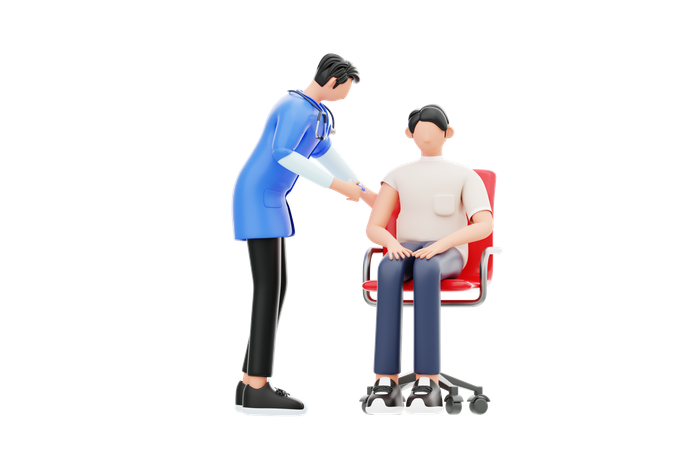 予防接種をする医師  3D Illustration