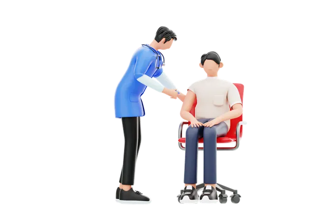 予防接種をする医師  3D Illustration