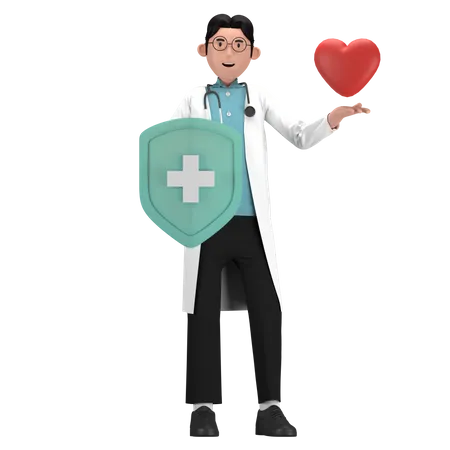 Doctor Giving Health Insurance  3D Icon