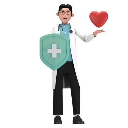 Doctor Giving Health Insurance  3D Icon