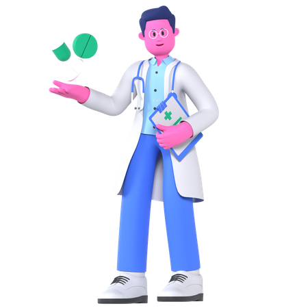 Doctor Giving Medicine  3D Icon