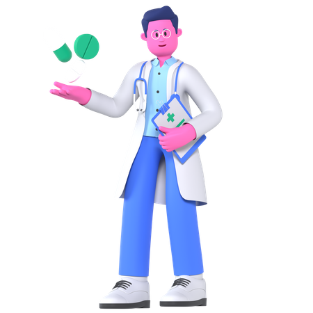 Doctor Giving Medicine  3D Illustration
