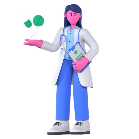 Doctor Giving Medicine  3D Illustration