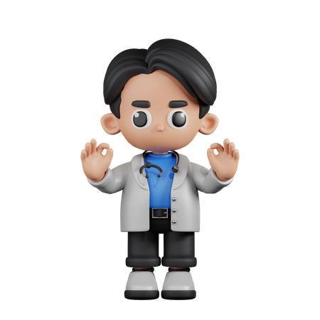 Doctor Giving Ok Hand Gesture  3D Icon