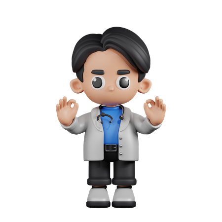 Doctor Giving Ok Hand Gesture  3D Illustration