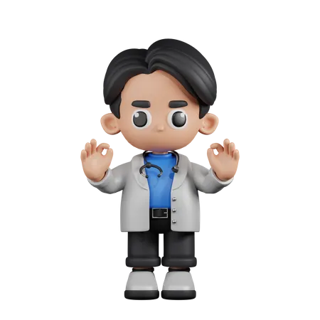 Doctor Giving Ok Hand Gesture  3D Illustration