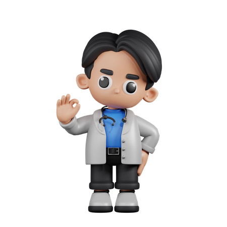 Doctor Giving Ok Sign  3D Illustration