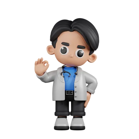 Doctor Giving Ok Sign  3D Illustration