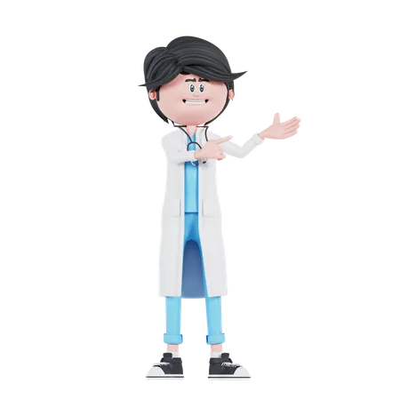 Doctor giving presentation  3D Illustration