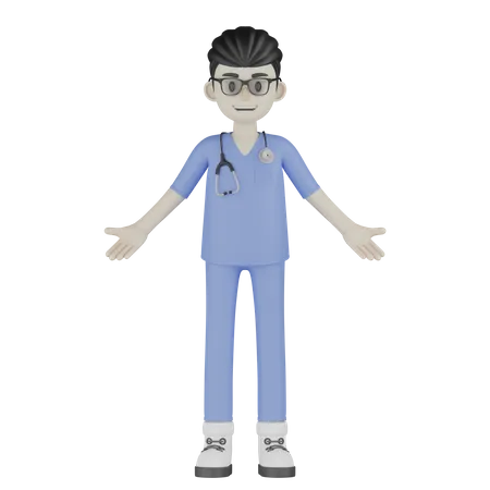 Doctor Giving Standing Pose  3D Illustration