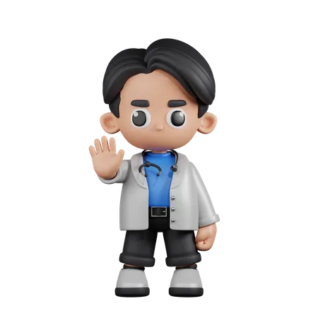 Doctor haciendo la señal de stop  3D Illustration