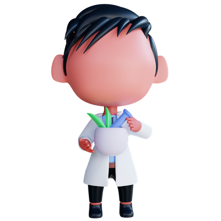 Doctor haciendo medicina herbaria  3D Illustration