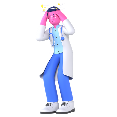 Doctor Having Headache  3D Icon