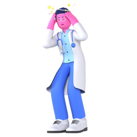 Doctor Having Headache  3D Illustration