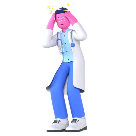 Doctor Having Headache  3D Illustration