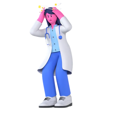 Doctor Having Headache  3D Illustration