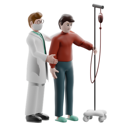 Doctor helping ill patient  3D Icon