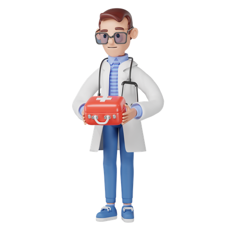 Doctor Hold First Aid Kit  3D Icon