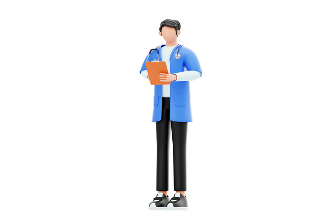 Doctor holding a clipboard  3D Illustration