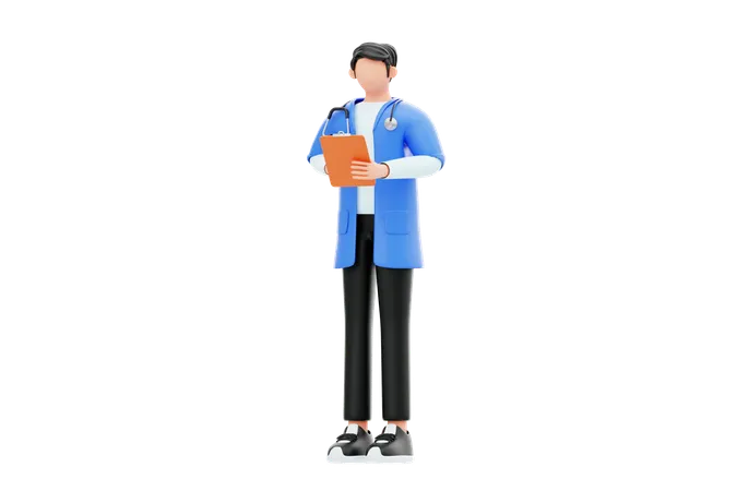 Doctor holding a clipboard  3D Illustration