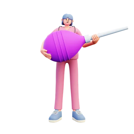 Doctor Holding Big Pink Enema Clyster  3D Illustration