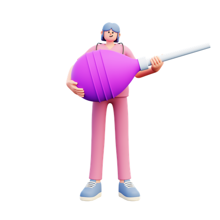 Doctor Holding Big Pink Enema Clyster  3D Illustration