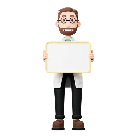 Doctor holding blank board  3D Illustration