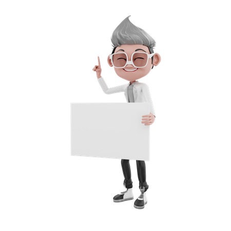 Doctor holding blank board  3D Illustration