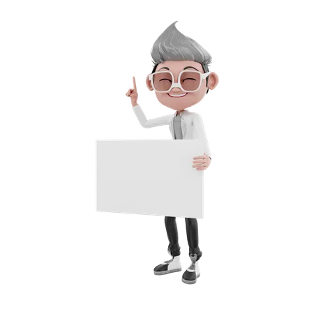 Doctor holding blank board  3D Illustration