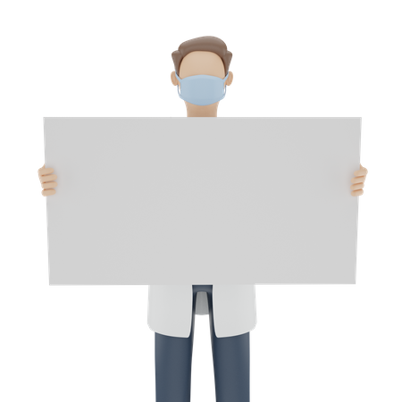 Doctor holding blank board  3D Illustration