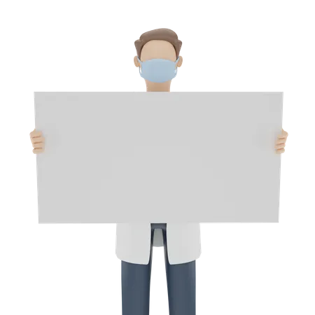 Doctor holding blank board  3D Illustration