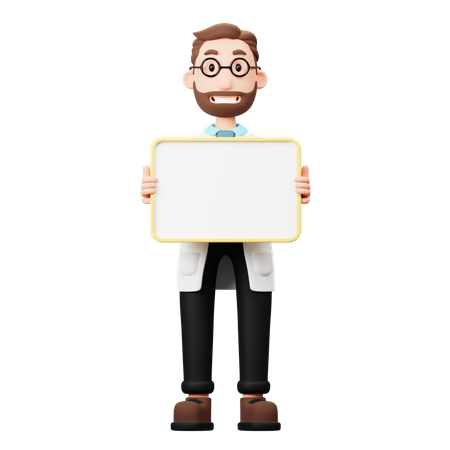 Doctor holding blank board  3D Illustration