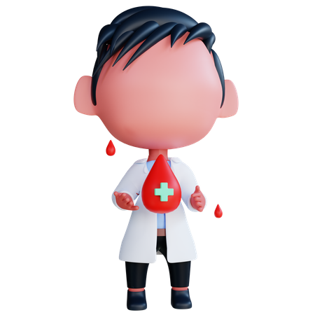Doctor holding blood drop  3D Icon