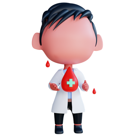 Doctor holding blood drop  3D Illustration