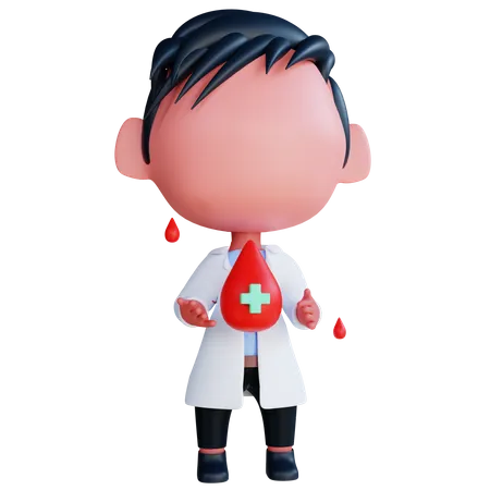 Doctor holding blood drop  3D Illustration