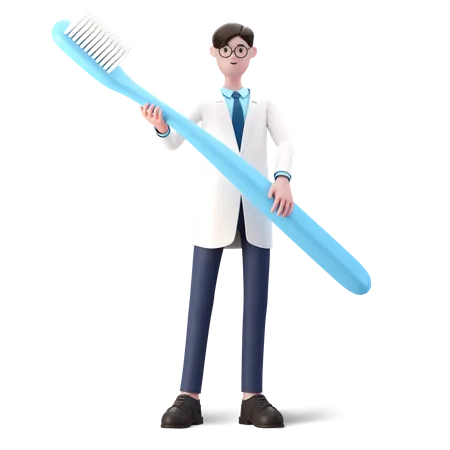 Doctor holding brush  3D Illustration