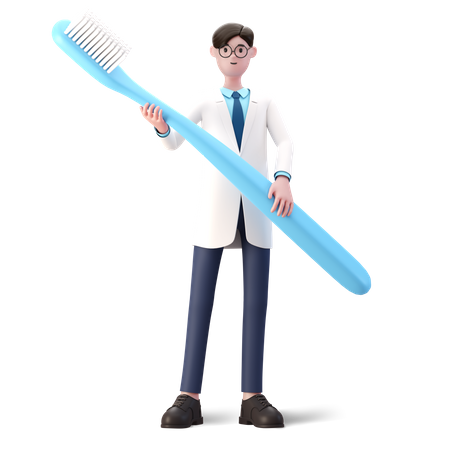 Doctor holding brush 3D Illustration