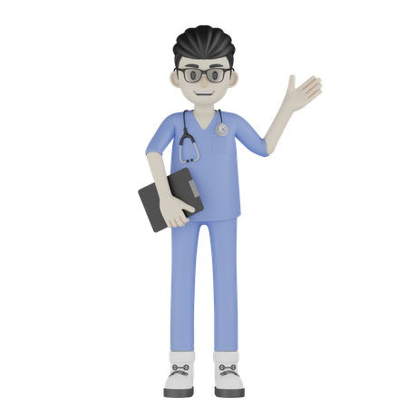 Doctor Holding Clipboard 3D Illustration